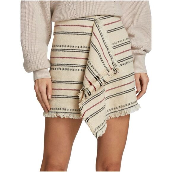 ISABEL MARANT ÉTOILE Jocadia Wrap Plaid Mini Skirt in Ecru NWT Size 40/ US 8 - Picture 2 of 13